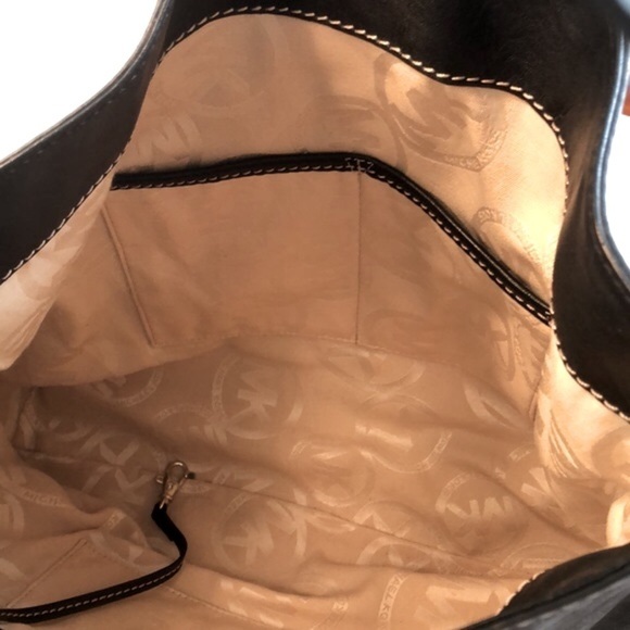 MICHAEL MICHAEL KORS Large Black Leather Tote Shoulder Bag Purse Silver Studs - Picture 9 of 16